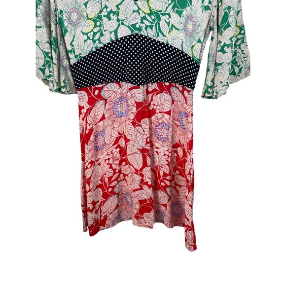 Topshop Womens Floral Patchwork Bell Sleeve Mini Dress 4 Multicolor - Picture 3 of 9